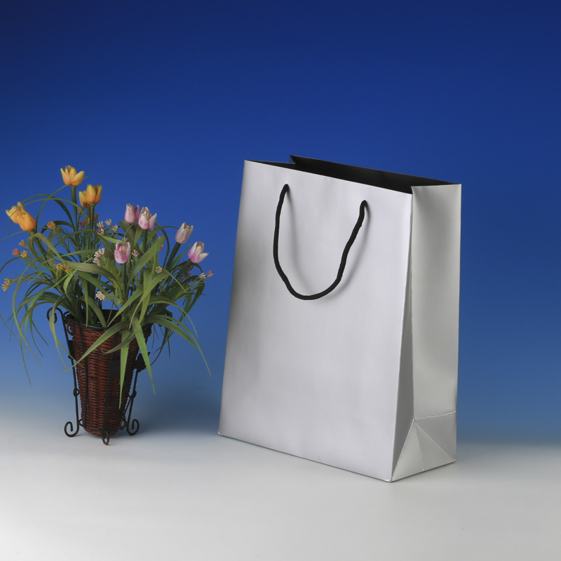 LS6005-Silver Matt Med paper Giftbag: Price @US$0.38/MOQ:3,000pcs