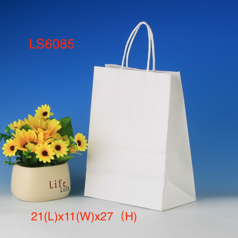 LS6085-White Kraft paper bag-Price US$0.12 Per bag MOQ:3,000pcs