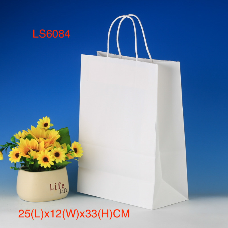 LS6084-White Kraft paper bag-Price US$0.1 Per bag MOQ:3,000pcs