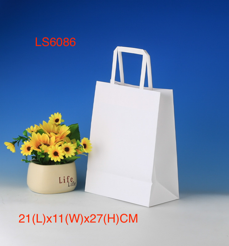 LS6086-White Kraft paper bag-Price US$0.13 Per bag MOQ:3,000pcs