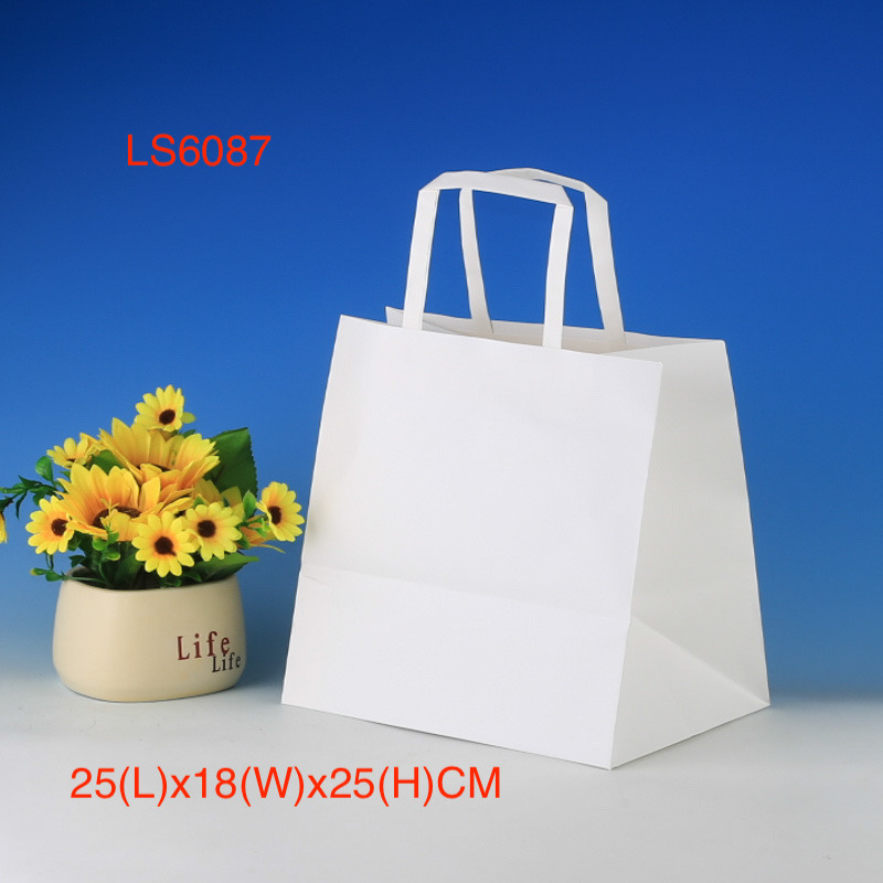 LS6087-White Kraft paper bag-Price US$0.182 Per bag MOQ:3,000pcs