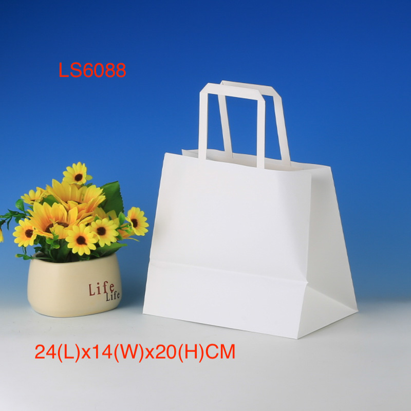 LS6088-White Kraft paper bag-Price US$0.168 Per bag MOQ:3,000pcs