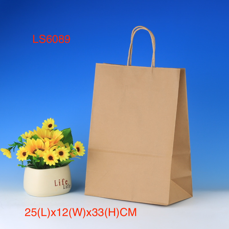 LS6089-Brown Kraft paper bag-Price US$0.13 Per bag MOQ:3,000pcs