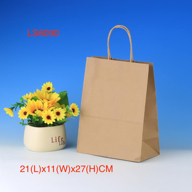 LS6090-Brown Kraft paper bag-Price US$0.1 Per bag MOQ:3,000pcs